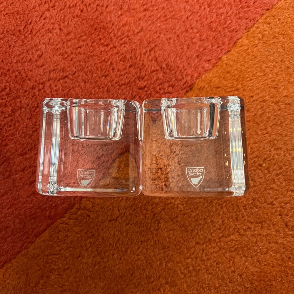 2 Orrefors Crystal Candle Holders
